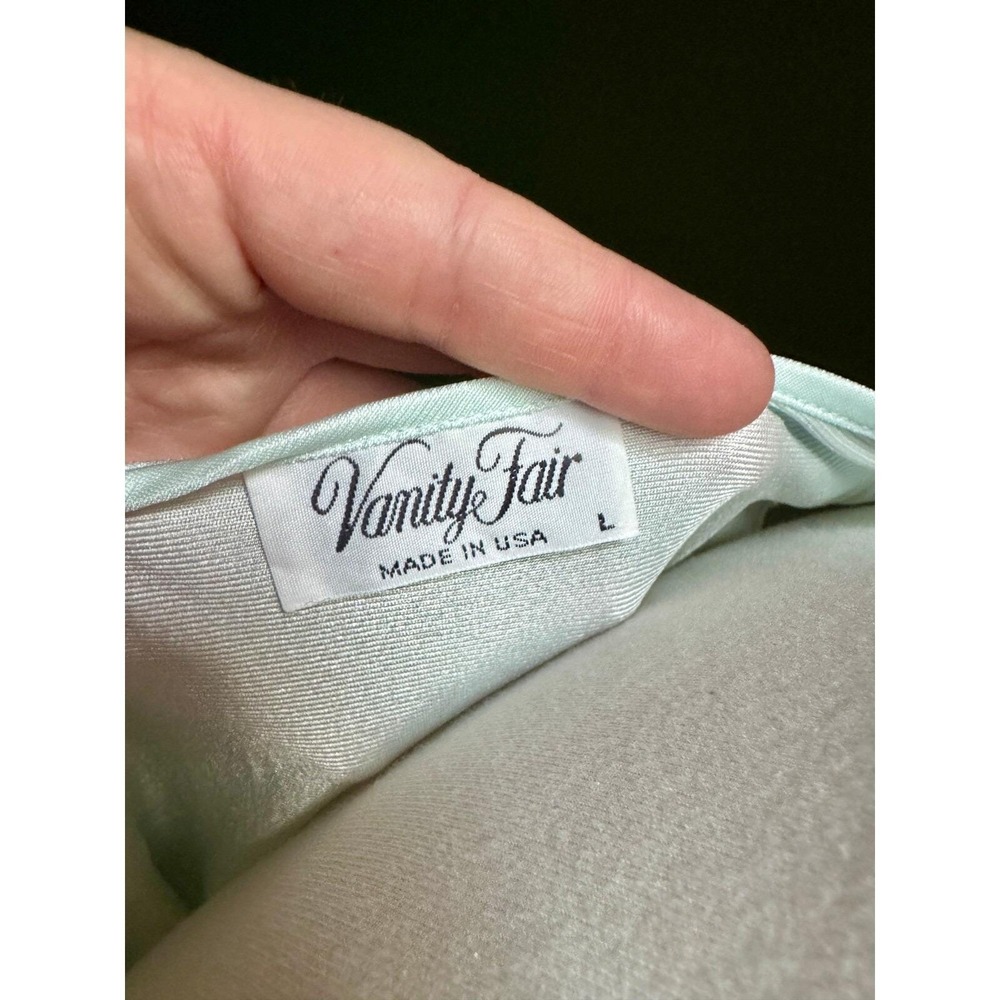Vintage Vanity Fair Lace Trim Sleeveless Lingerie Dress Aqua Blue Size L - Picture 7 of 7